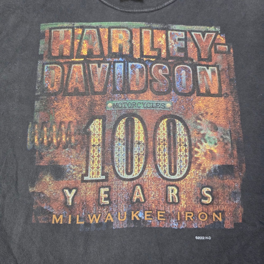 Harley Davidson Motorcycles 100 Years Milwaukee Iron Graphic T Shirt Men's Large